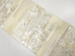 アンティーク　ヱ霞に草葉模様織り出し袋帯（材料）